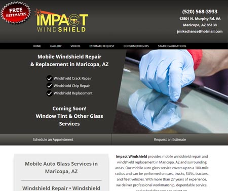 Impact Windshield responsive website design project
